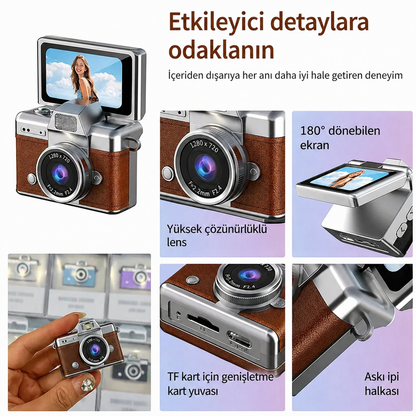 Mini Dijital Fotoğraf Makinesi Flip Life Video Foto Kamera 2K+48MP
